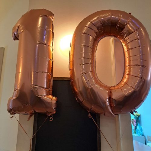 Ergotherapie am Kaffeetrichter Erfurt - 10-jähriger Geburtstag - Luftballon in Zahlenform